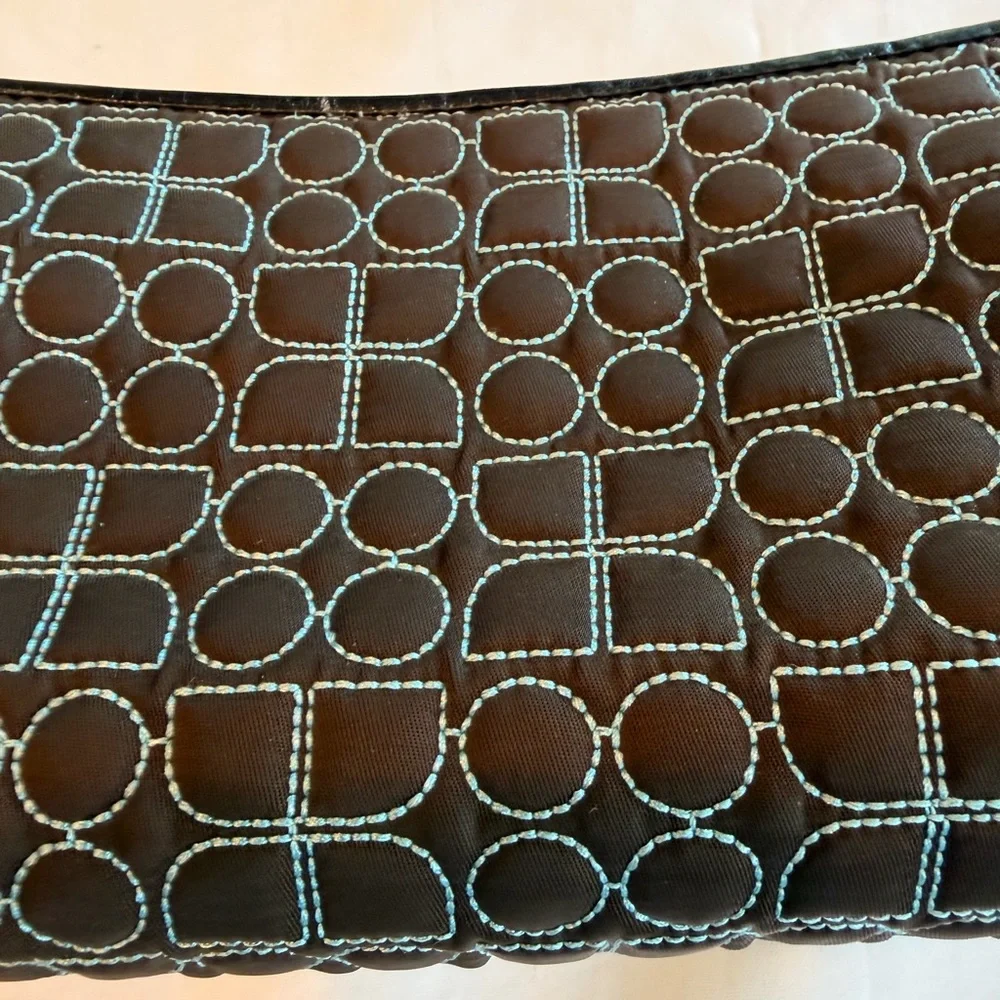 Vintage Kate Spade Dot Noel Baguette Round Shoulder Bag in Brown and Teal - Picture 10 of 12